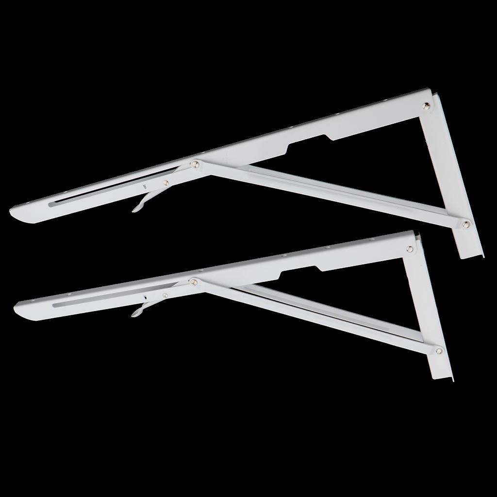 2Pcs Folding Movable White Shelf Bracket K Type Triangle Spring Steel Bracket Decorative Metal Shelf Brackets