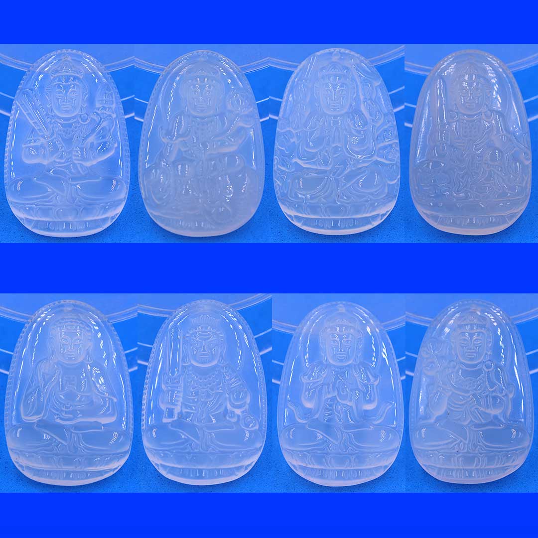 Mặt dây chuyền Phật A di đà mã não trắng 3.6 cm kèm vòng cổ dây cao su đen + móc inox trắng, Phật bản mệnh, mặt dây chuyền phong thủy