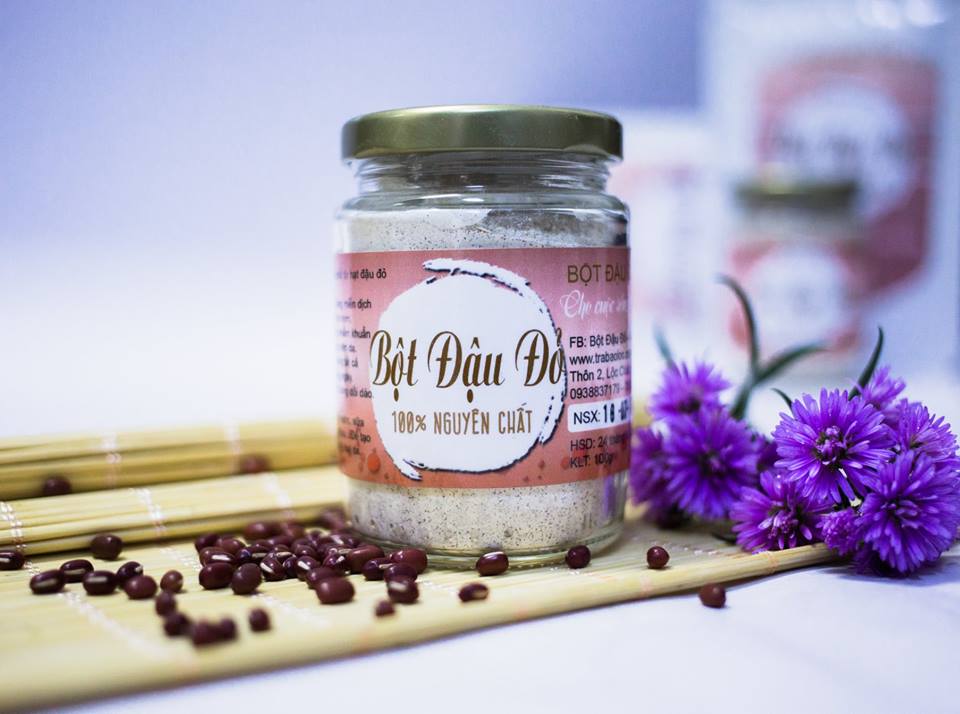 Combo Bột Đậu Đỏ + Bột Cám Gạo - Nguyên Chất Bảo Lộc Vũ Gia + Tặng Bộ Pha Chế Đắp Mặt Nạ Cao Cấp