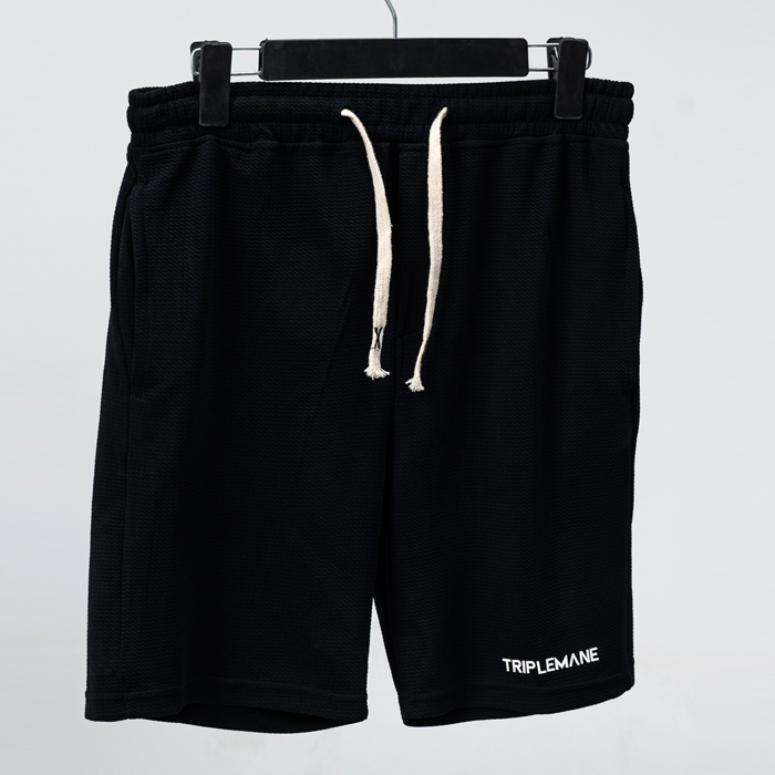 Quần Short nam nữ Basic BLACK - vải WAFFLE cao cấp, bề mặt tổ ong thấm hút tốt, cách nhiệt, không nhăn
