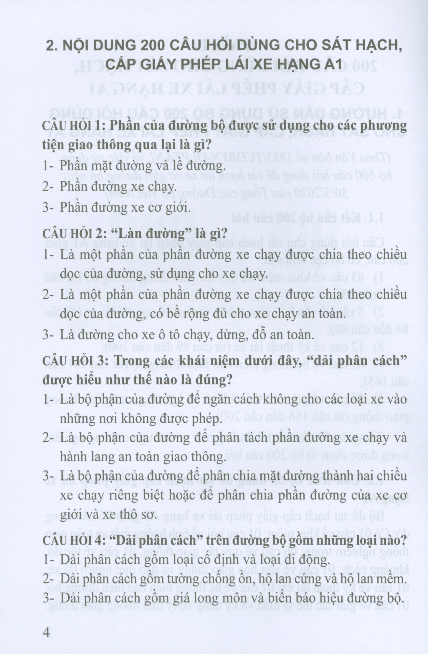 Hỏi Và Đáp Về Luật Giao Thông Đường Bộ Dùng Cho Sát Hạch, Cấp Giấy Phép Lái Xe Hạng A1