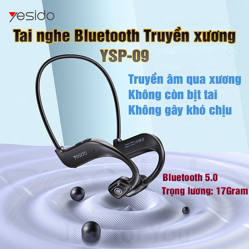 Tai nghe Truyền xương Bluetooth  YSP-09 Thoải mãi nghe nhạc trong thời gian dài Hàng Chính Hãng