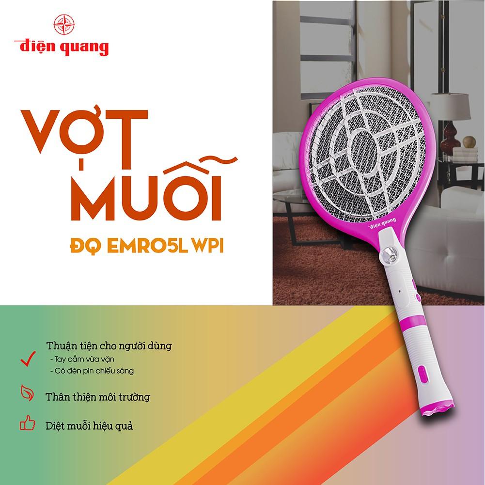 Bộ vợt muỗi Điện Quang ĐQ EMR05L WPI (trắng - hồng)