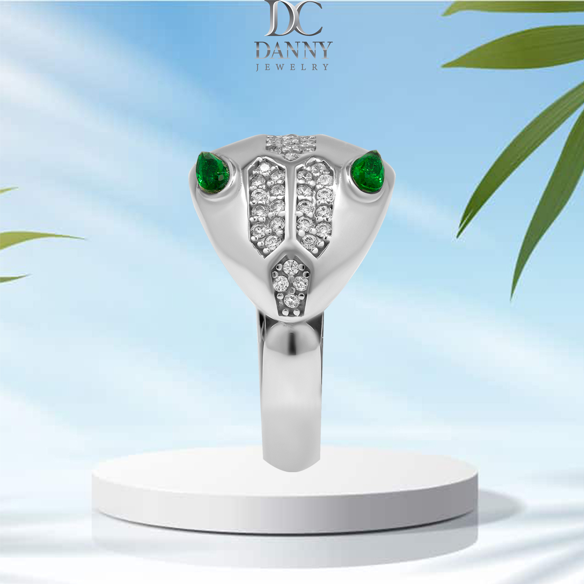 Nhẫn Danny Jewelry Bạc Thổ Nhĩ Kỳ Xi Rhodium Đính Đá CZ &amp; Đá Zircon Biểu Tượng Rắn N0006TNK (Free Size)