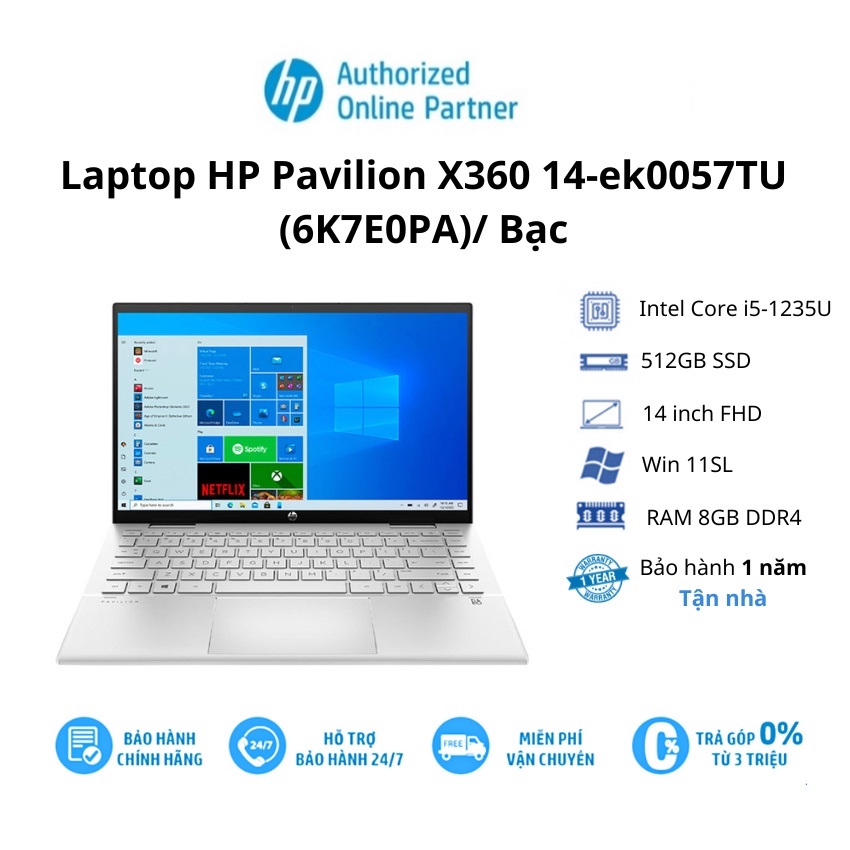 Laptop HP Pavilion X360 14-ek0057TU Hàng chính hãng