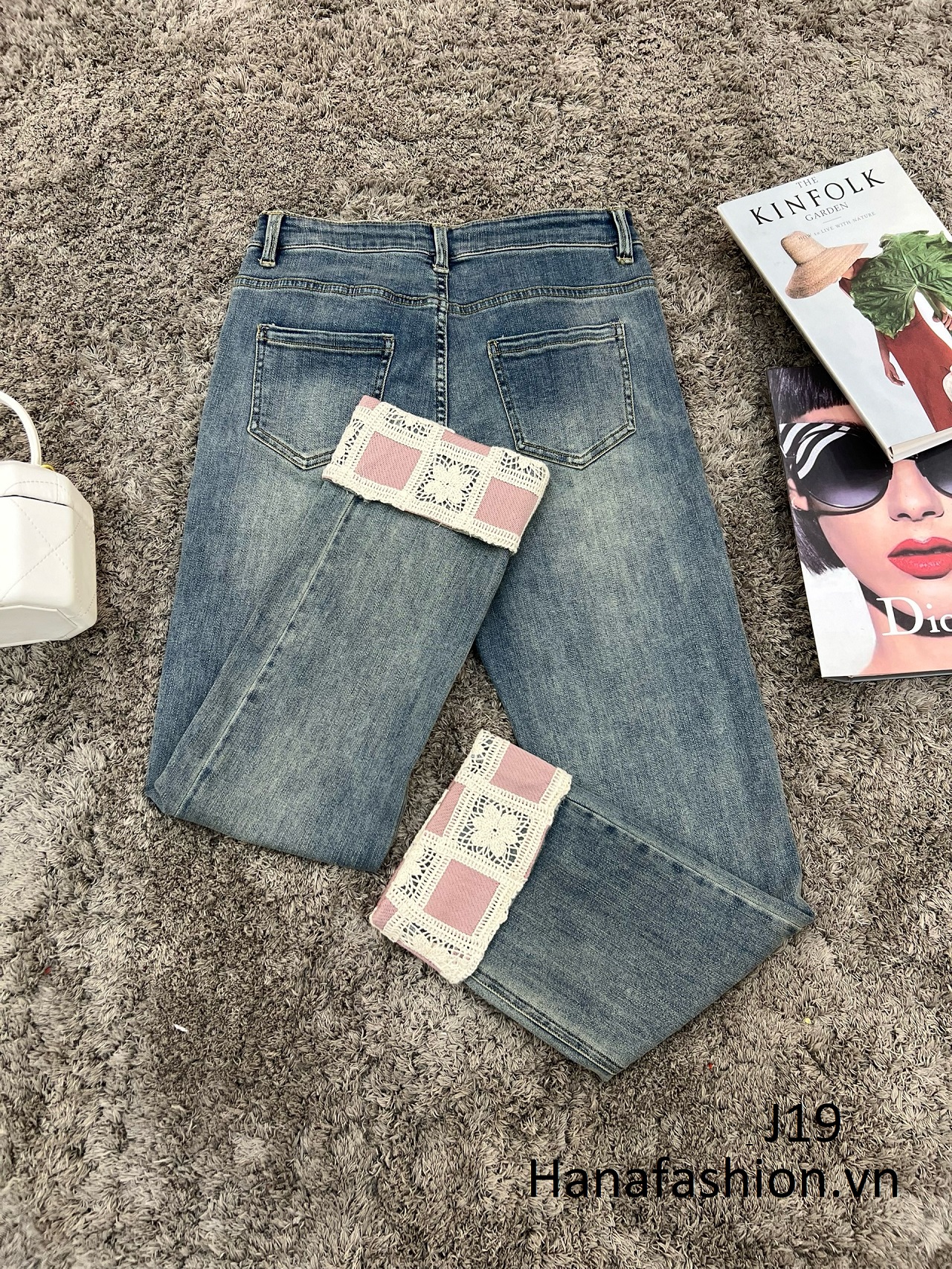 Quần Jeans hoạ tiết cơ bản - J19 - Đen, Đen