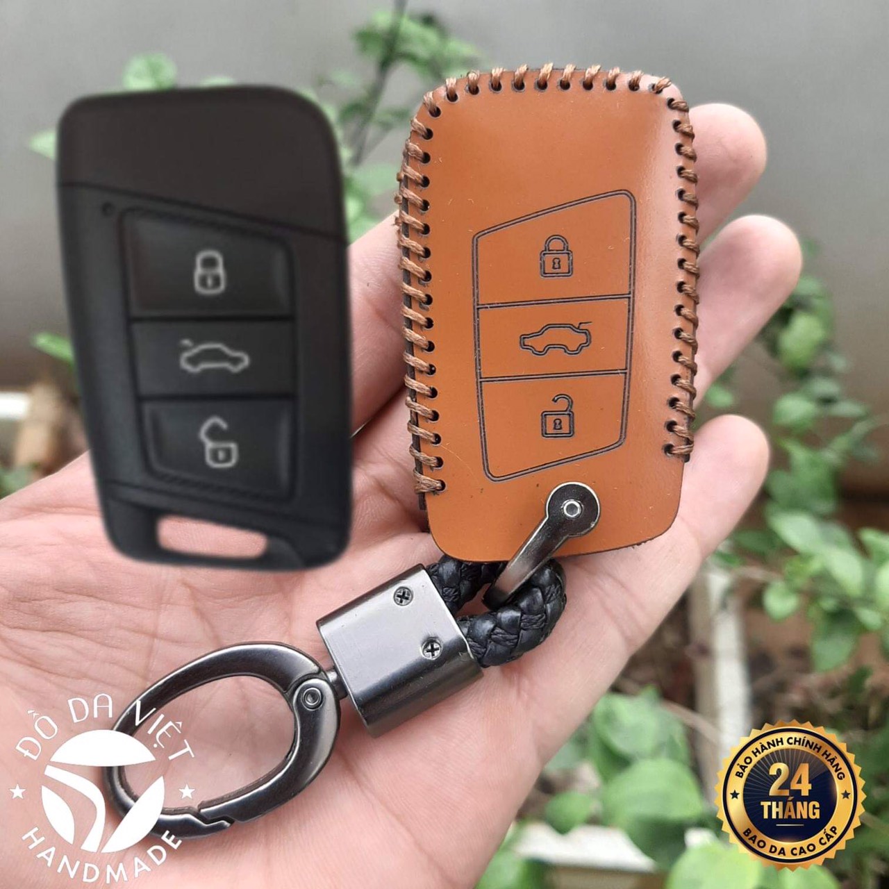 Bao da Chìa khóa Volkswagen Teramont , bảo hành 2 năm da bò thật 100