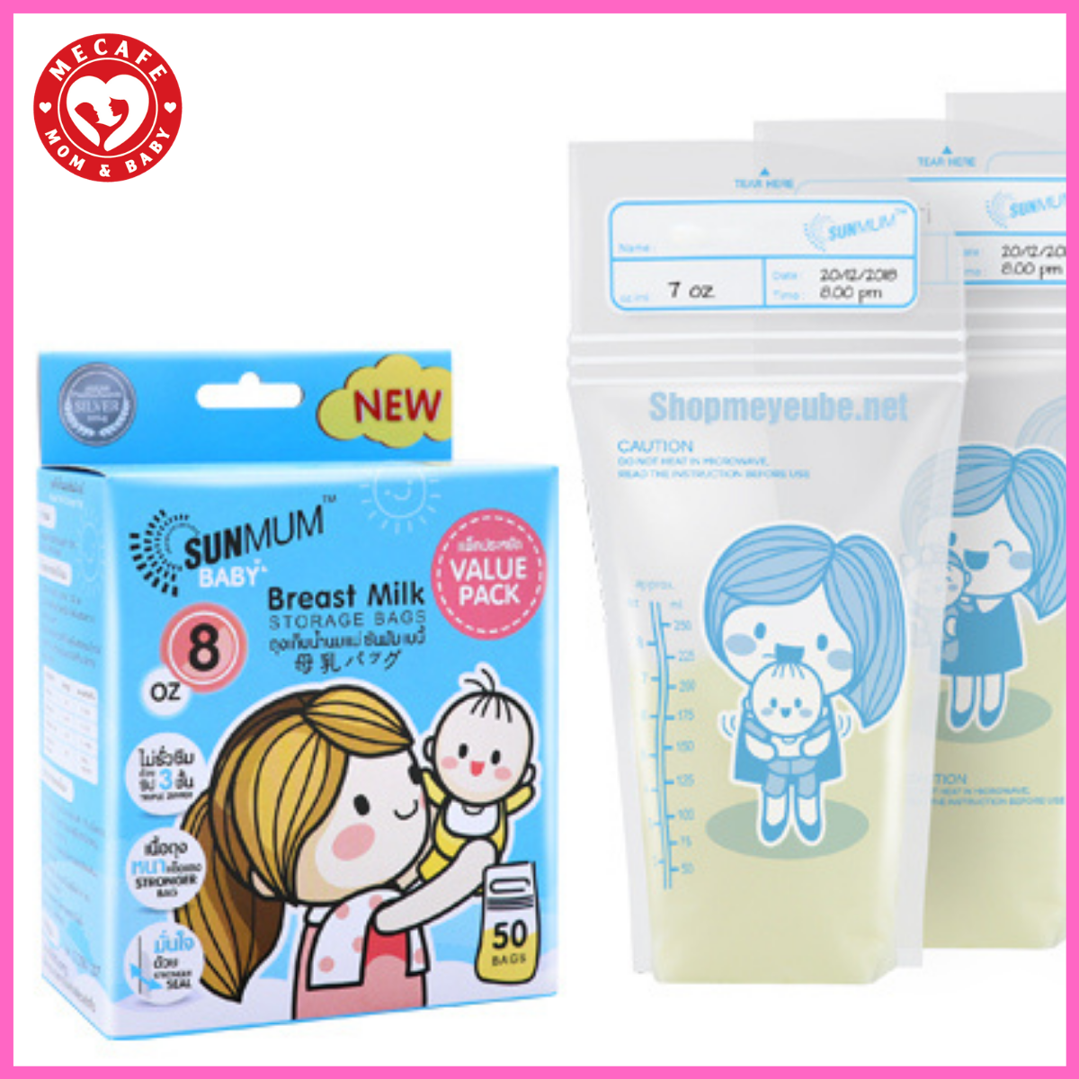 Túi đựng sữa mẹ sunmum 250ml tặng 2 túi zipper bảo quản