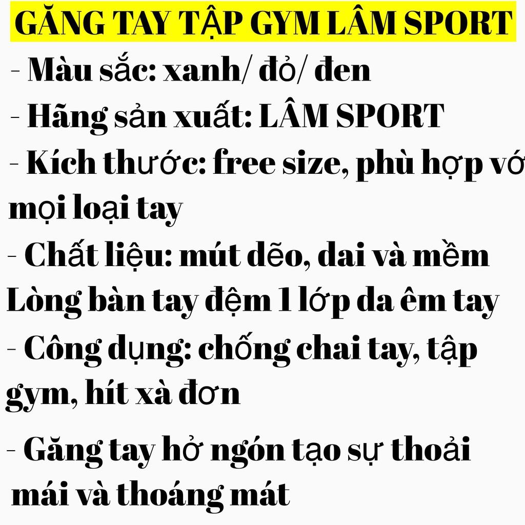 Găng tay tập gym hở ngón LâmSport thoáng mát, bao tay thể thao cho cả nam và nữ