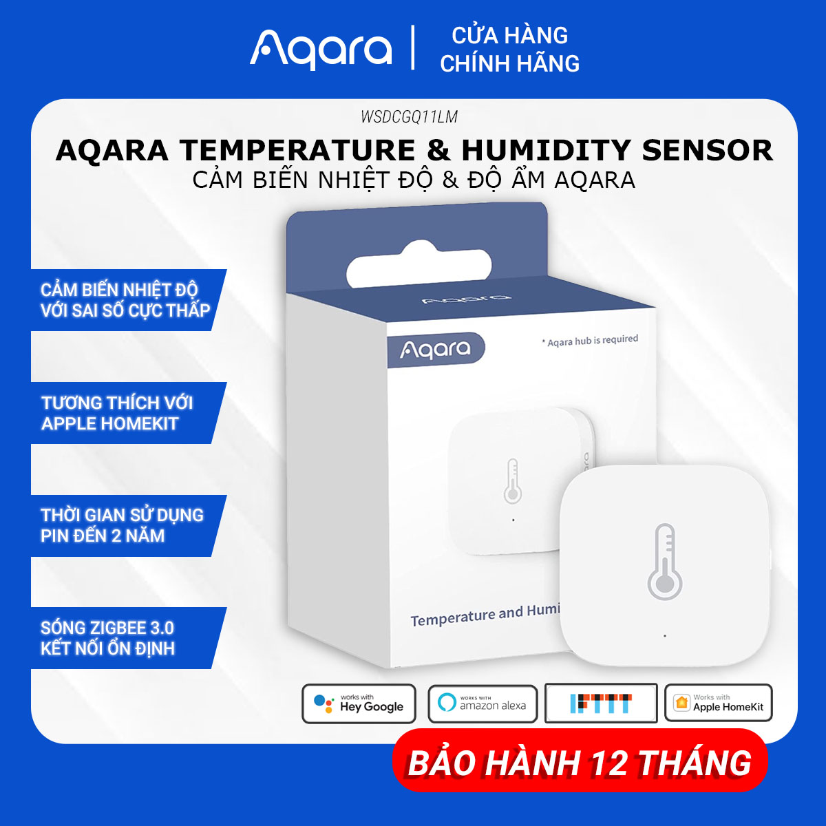 Cảm Biến Nhiệt Độ Độ Ẩm AQARA Đo Độ Âm Áp Suất Không Khí Sensor Có Độ Chính Xác Cao Tương Thích HomeKit Cần Trang Bị Hub Hàng Chính Hãng BH 12 Tháng