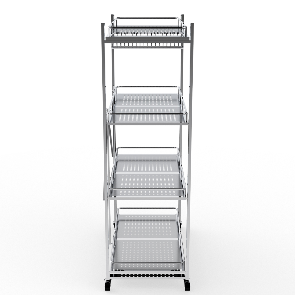 Kệ xếp inox đa năng cao cấp DELI Compact 4 tầng Qui Phúc - Kệ thông minh, chắc chắn, xếp gọn nhanh chóng