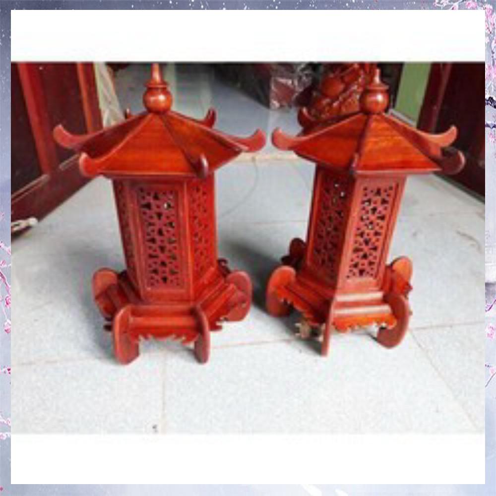Đèn thờ lục năng gỗ hương cao 41cm