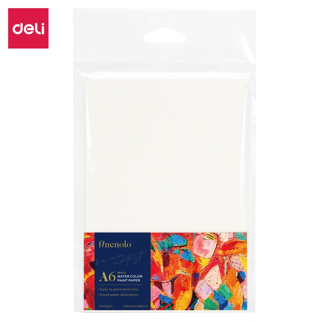 Combo 16 Tờ Giấy Vẽ Màu Nước 300gsm A4 A5 A6 Deli - Tô Màu Gouache Acrylic Water Color - Giấy Dày Thấm Tốt Không Dễ Rách