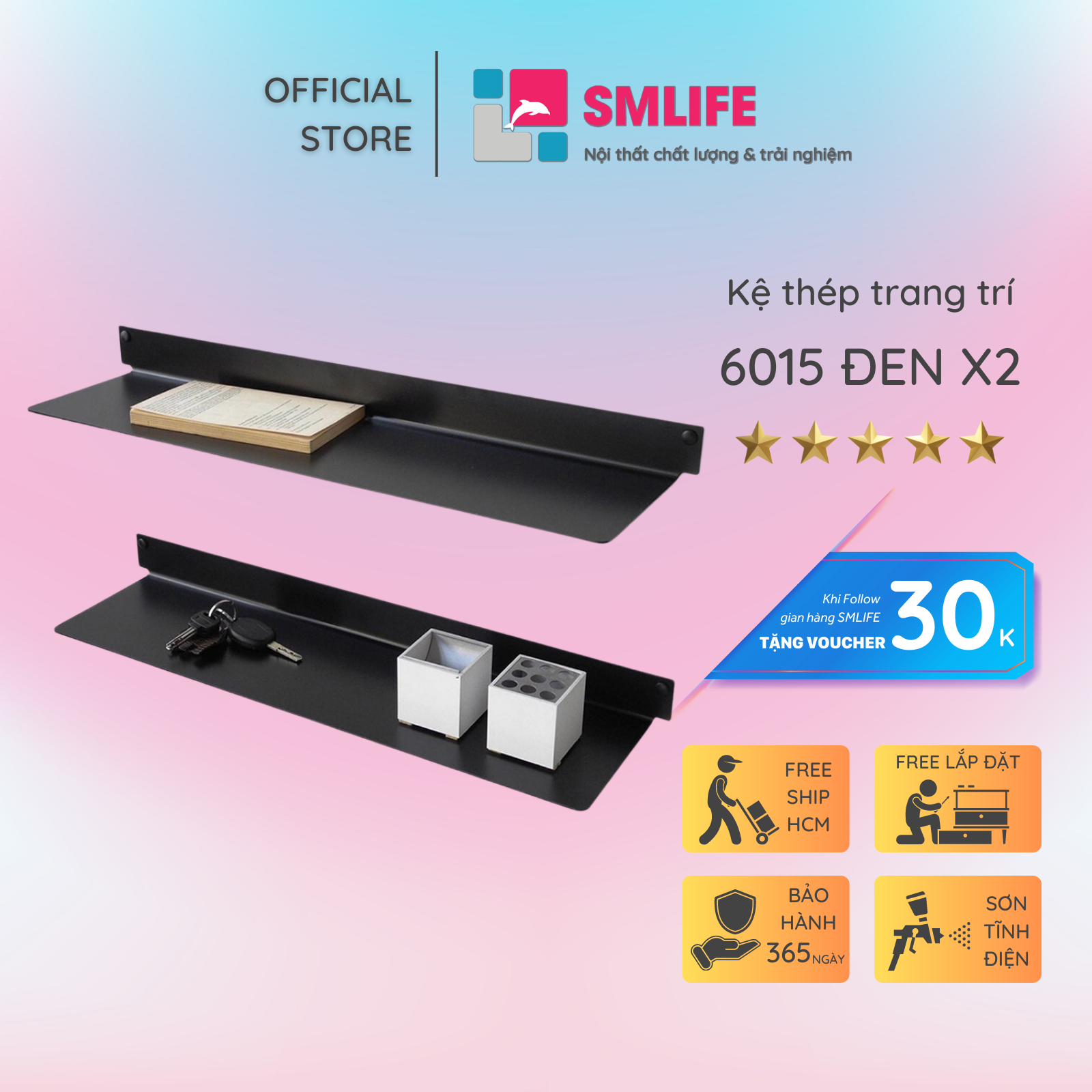 Kệ sách treo tường 6015 (set 2)