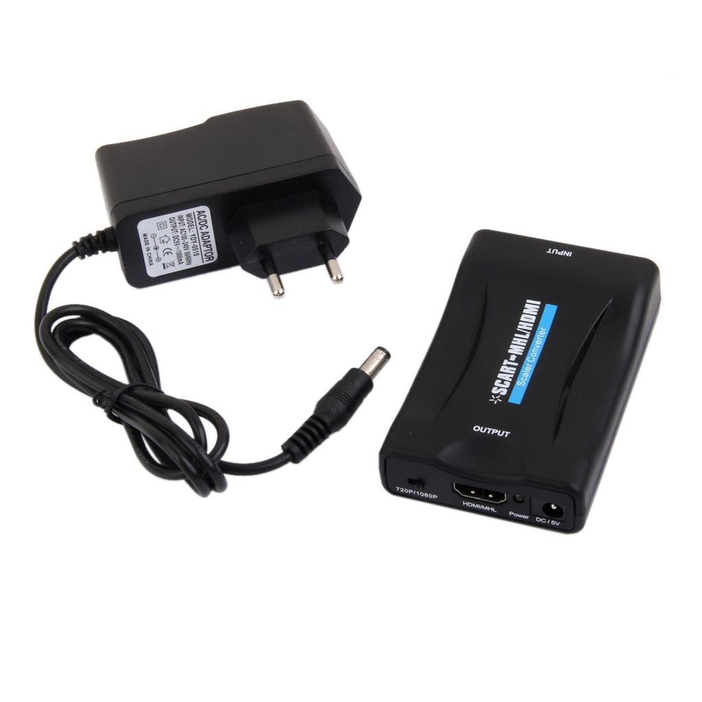 SCART to 1080P HDMI Audio Converter Scaler Box with Cable for HDTV HD Monitor + Hdmi To Scart Converter