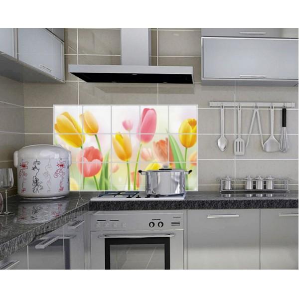 Decal dán bếp tráng nhôm cách nhiệt size lớn - Hoa TULIP