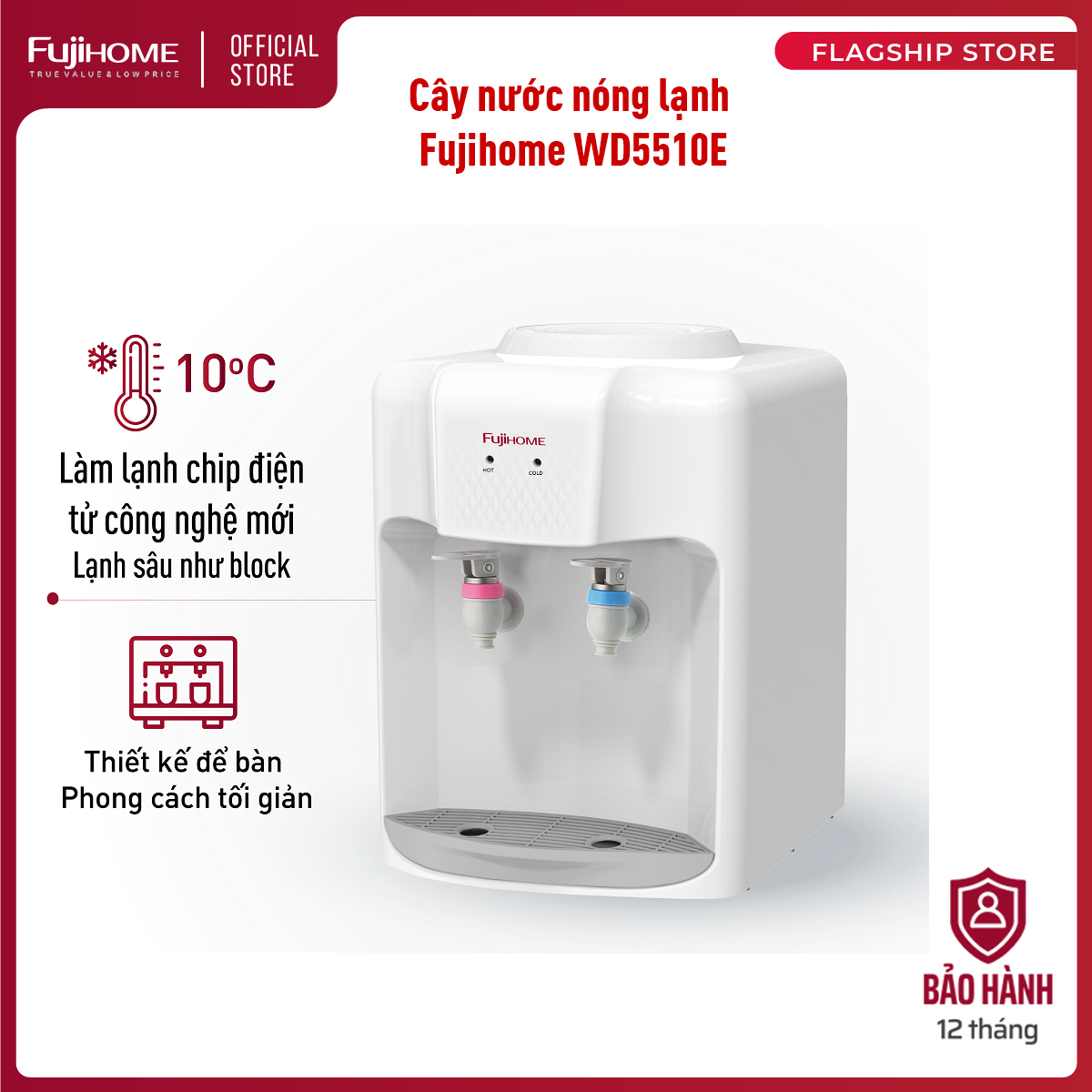 Cây nước nóng lạnh mini để bàn FUJIHOME WD5510E - Hàng chính hãng