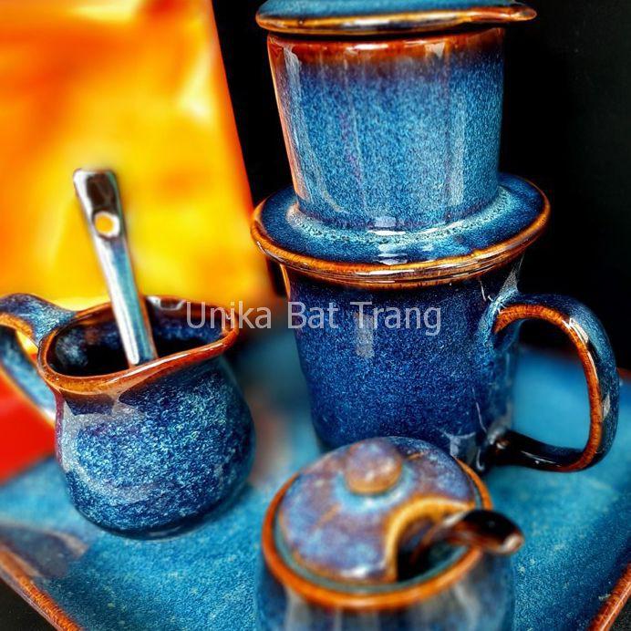 Bộ pha cafe gốm sứ Bát Tràng - Quà tặng cà phê phin S2 - Gốm Bát Tràng