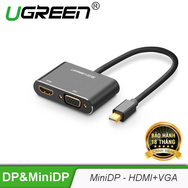 Cáp Thunderbolt - Mini Displayport to HDMI + VGA Ugreen 20422 - Hàng Chính Hãng