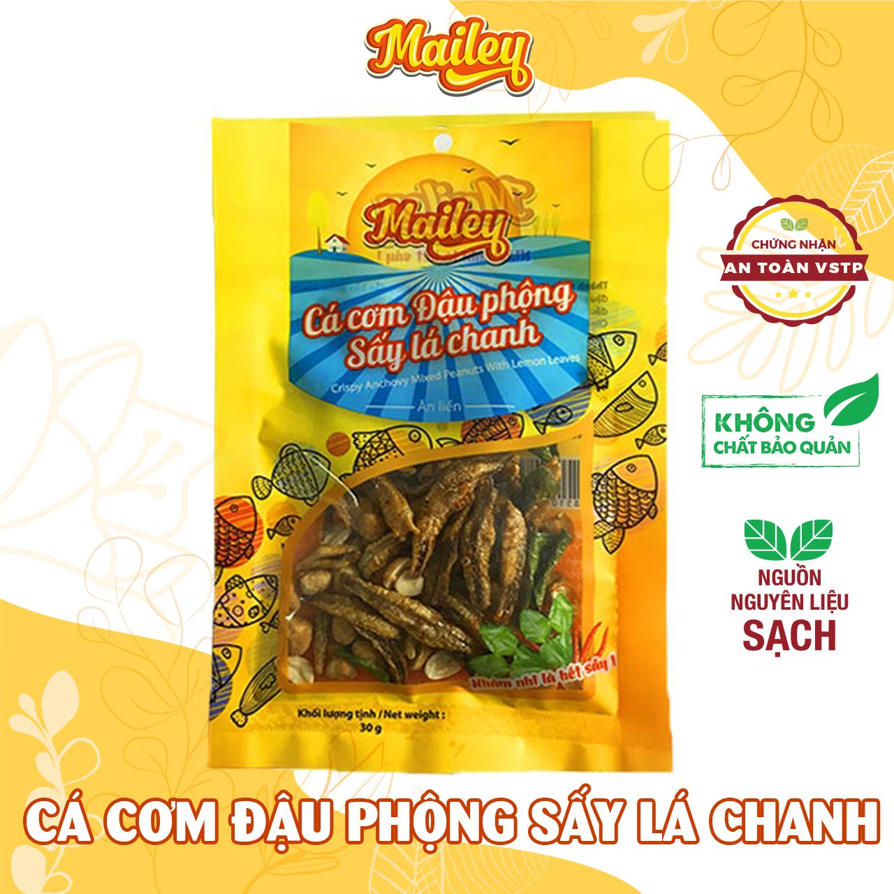 Cá cơm đậu phộng sấy lá chanh 30g Mailey