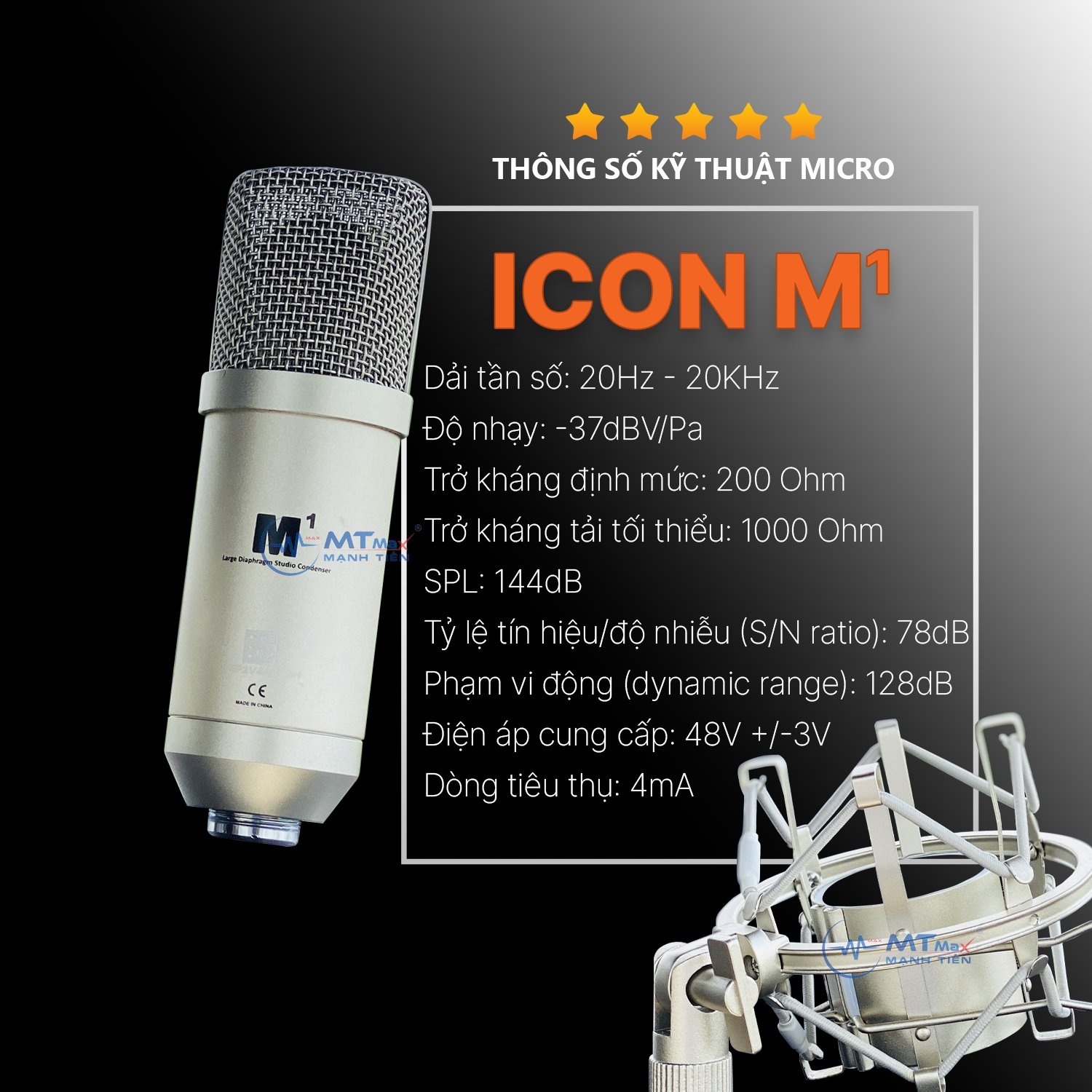 Micro Thu Âm 48V Chính Hãng ICON M1 - Micro LiveStream , Thu Âm Cao Cấp Giá Cực Rẻ, Độ Nhạy Cao, Bắt Âm Tốt, Âm Thanh Sắc Nét Chuẩn Micro Chuyên Nghiệp. Hàng chính hãng