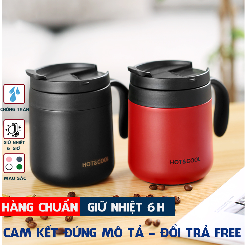 Cốc Giữ Nhiệt Có Tay Cầm Hot&Cool Dung Tích 500ml Chất Liệu Inox SUS304 Đảm Bảo An Toàn