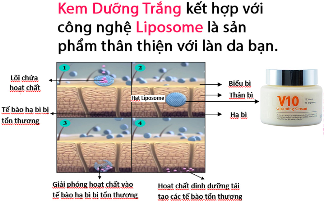 Kem Dưỡng Trắng Da V10 Skinaz Hàn Quốc