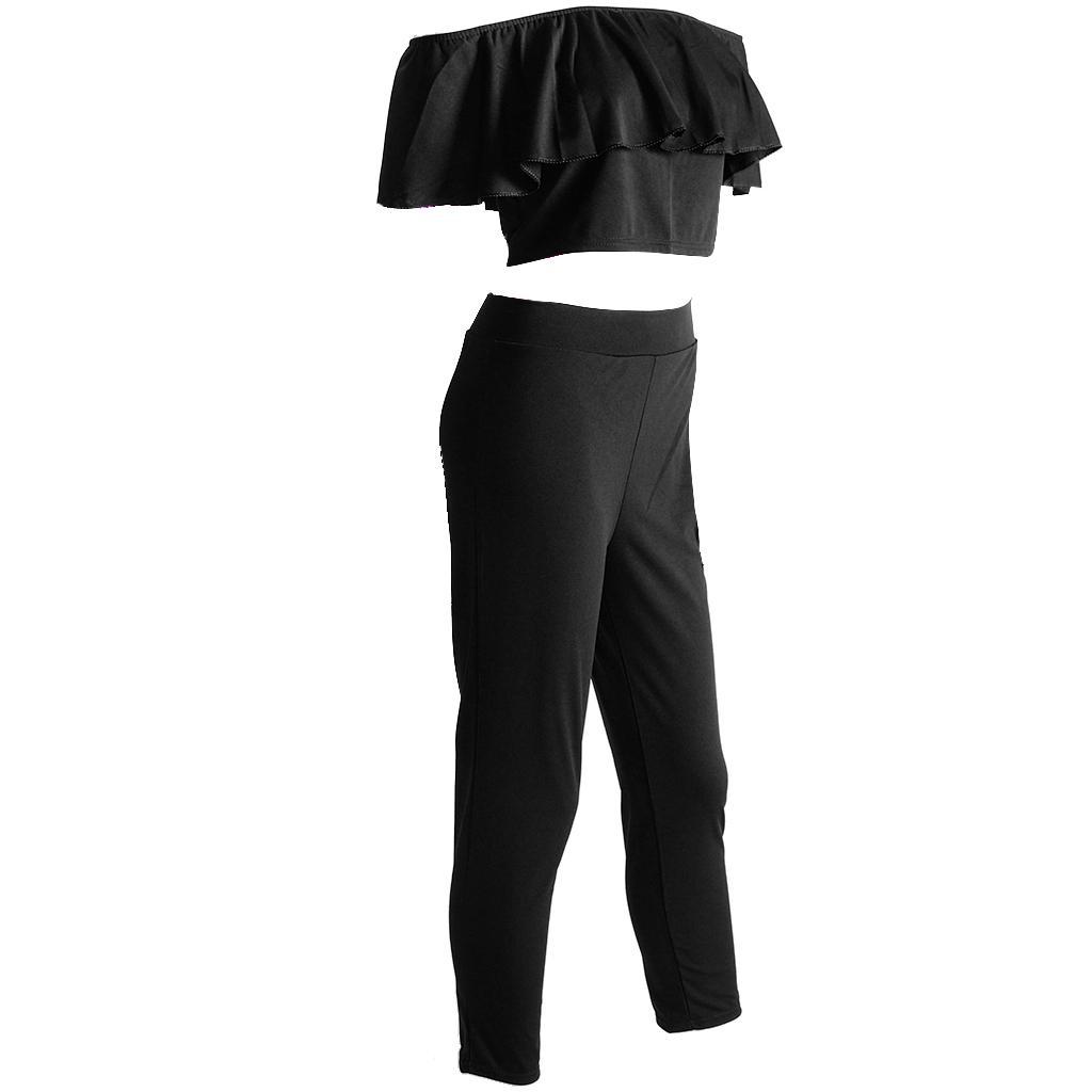 Women Summer Short Sleeve Blouse Boat Neck Shirt Tops+Pant Set Beach Dress