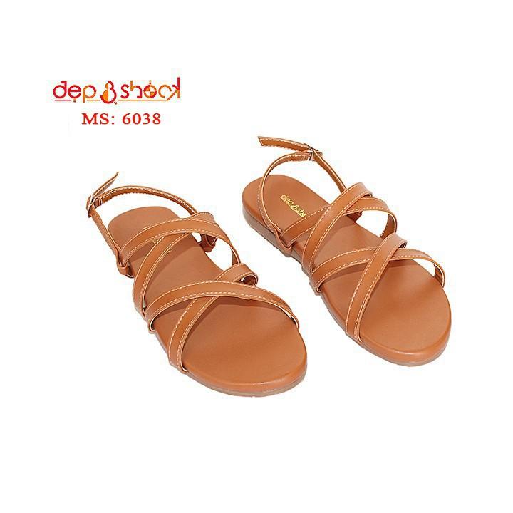 Giày Sandal Nữ Quai Chéo đế bằng big size MS 6038