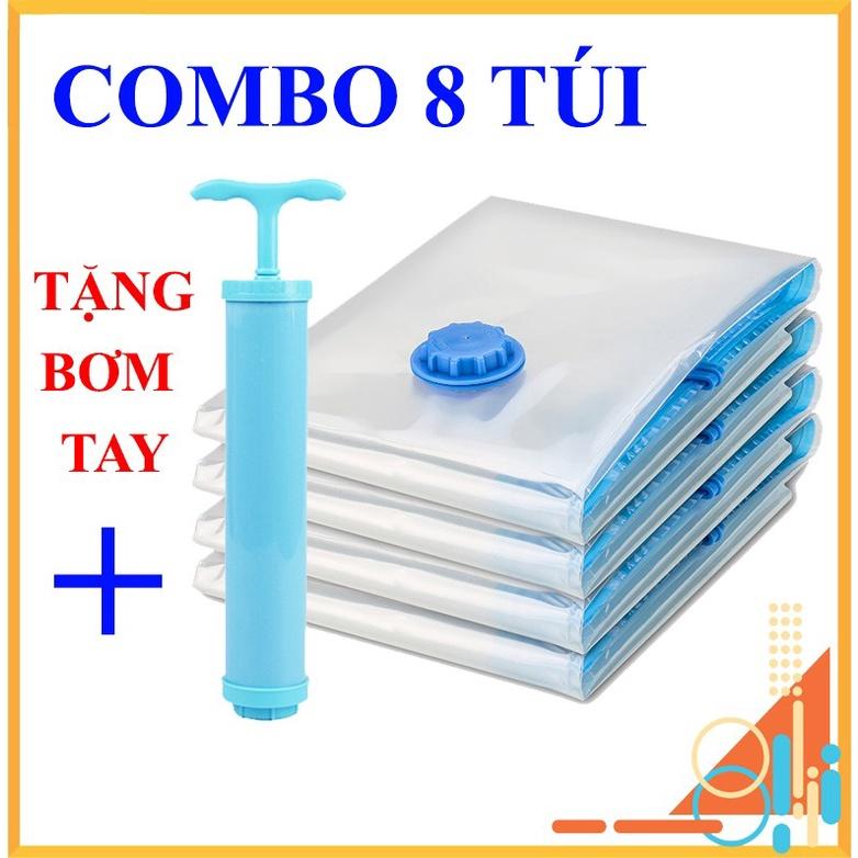 Combo 8 túi hút chân không đựng chăn màn, quần áo và tặng kèm bơm