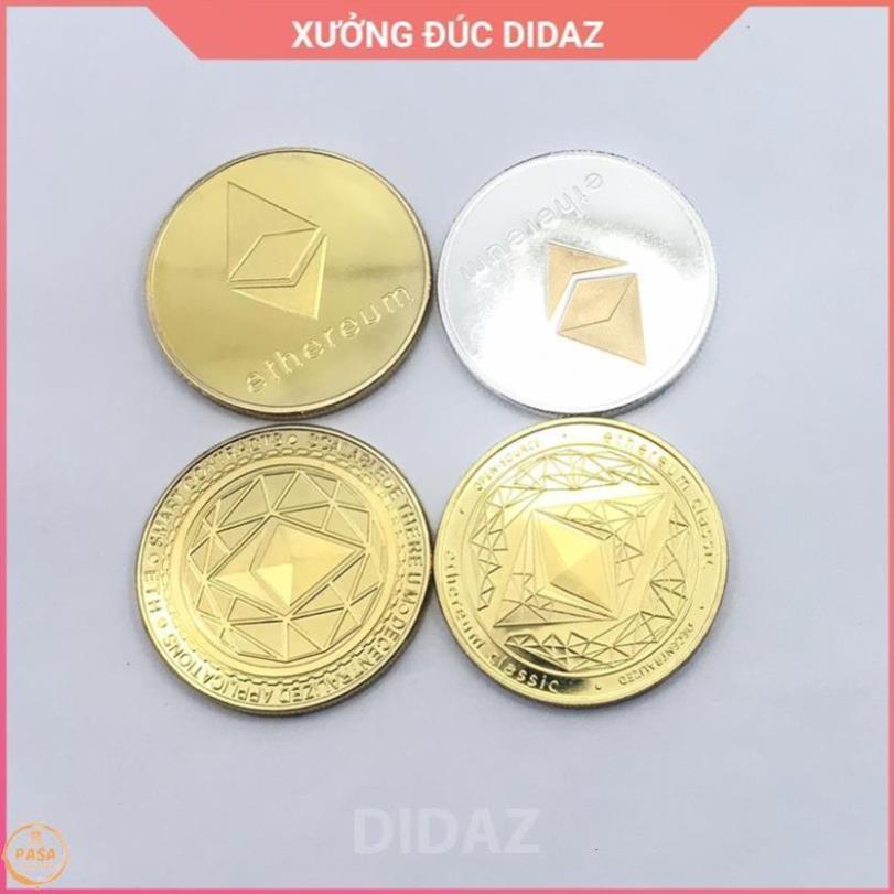 Combo 4 phiên bản - Đồng Xu Ethereum - Ether - ETH mạ vàng 24k đồ lưu niệm,trang trí,sưu tầm, quà tặng