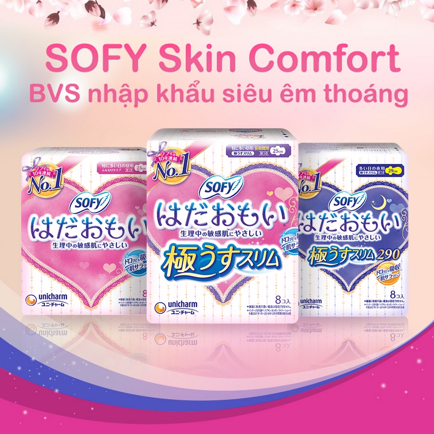 Băng Vệ Sinh Siêu Mềm Mỏng Sofy Skin Comfort Ultra Thin 29cm Có Cánh Gói 08 miếng-1803