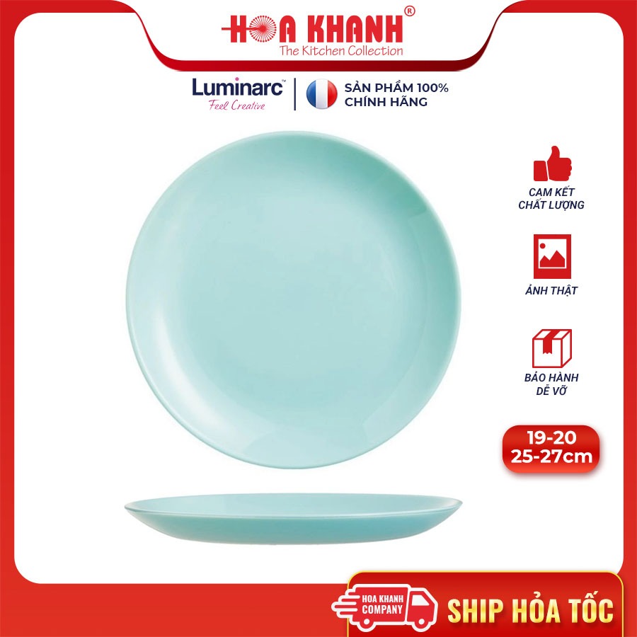 Đĩa Sâu Thủy Tinh Luminarc Diwali Light Turquoise 20cm đựng thức ăn, cường lực, chịu nhiệt - Bộ 3 đĩa - P2019