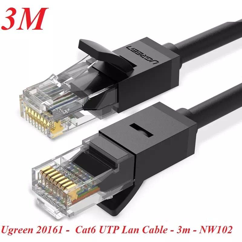 Ugreen UG20161NW102TK 3M màu Đen Cáp mạng LAN CAT6 UTP - HÀNG CHÍNH HÃNG