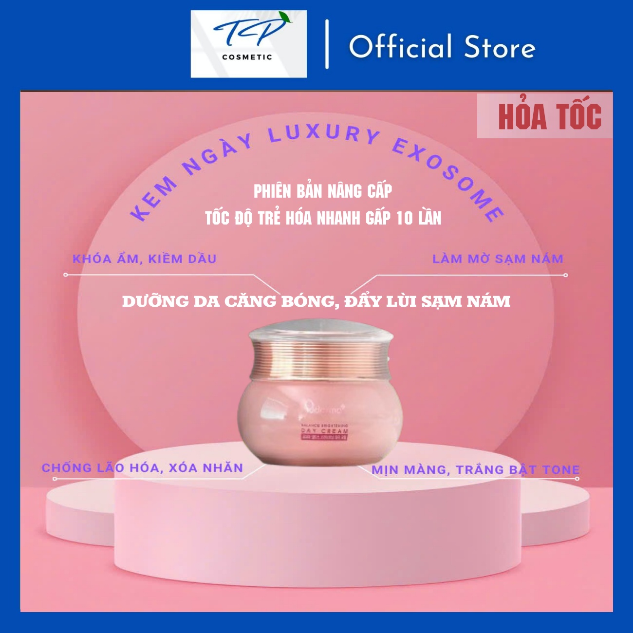 Kem Dưỡng Da Ngày và Đêm Luxury Exosome Puderma, phiên bản nâng cấp từ Kem Xóa NÁM WHITE JADE PUDERMA 50ml: làm mờ vết thâm sạm, nám, tàn nhang giúp làn da trắng sáng, căng bóng, nâng cơ săn chắc và đẩy lùi quá trình lão hoá