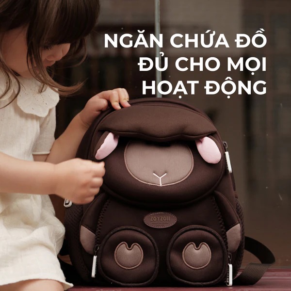 Balo cho bé mầm non Zoyzoii B38 Forest animal backpack hình động vật rừng dễ thương, siêu nhẹ, đeo êm ái - Hàng chính hãng
