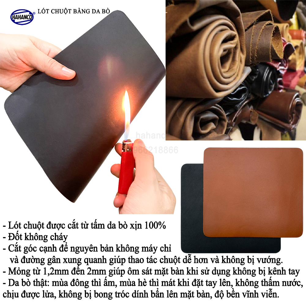 Miếng lót chuột gaming, pad bằng da bò xịn chống nước, trơn trượt siêu bền - Mouse Pads Leather of HAHANCO - Hàng chính hãng