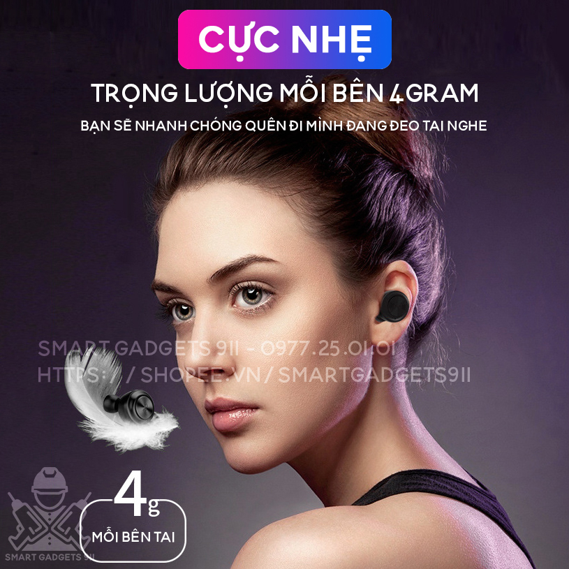 Tai Nghe Bluetooth 5.0 EDR Air Twins Kèm Mic , Âm Thanh Super Clear - Chống Ồn + Dock Sạc Từ Tính, Chống Nước IPX5 - Tương Thích Cao Cho Tất Cả Điện Thoại