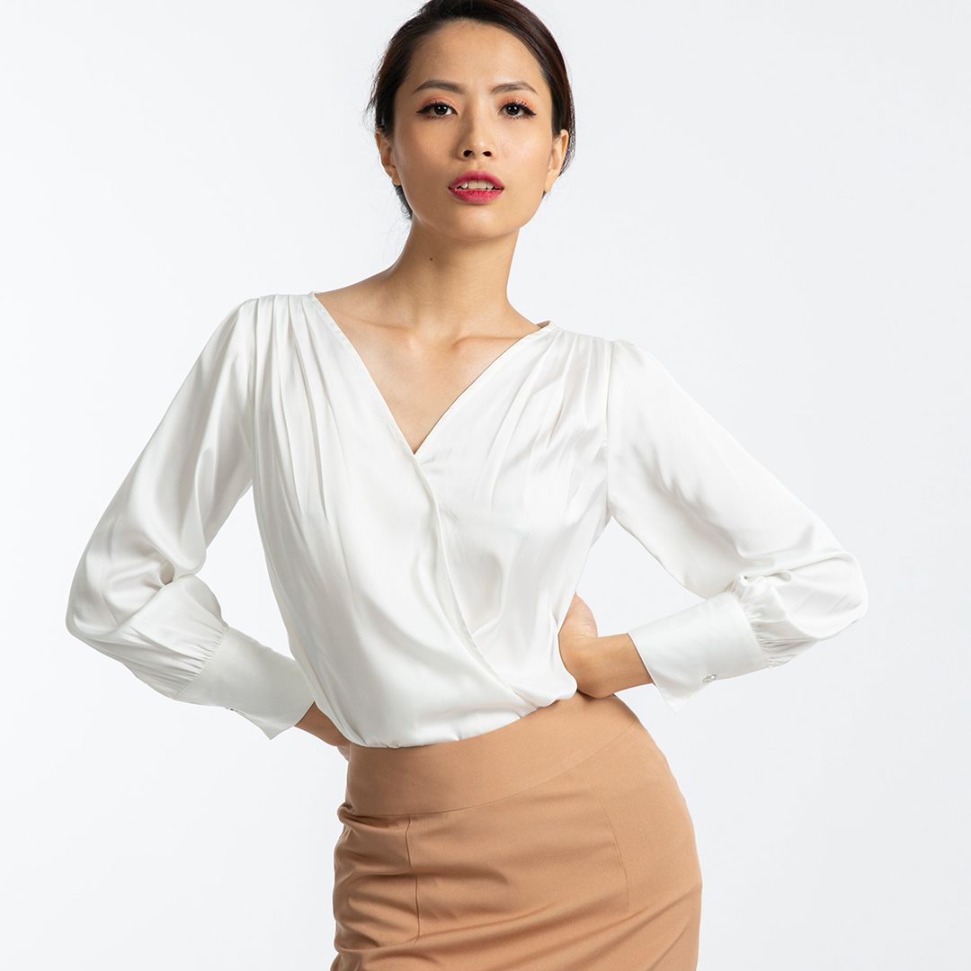 Áo Kiểu Nữ Áo Công Sở Cao Cấp Áo Đắp Vạt Thời trang thiết kế Hity TOP100