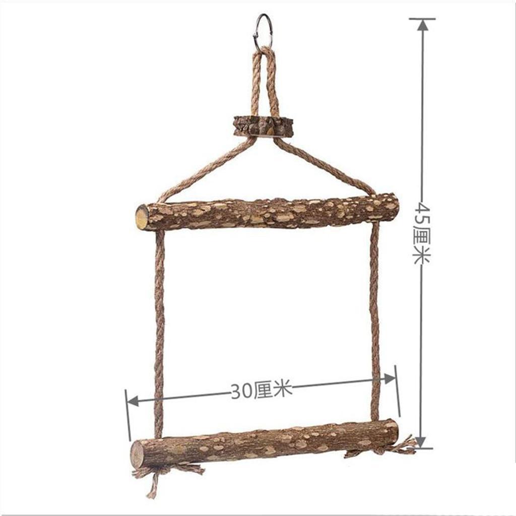 Wooden Bird Swing Parrot Parakeet Budgie Macaw Cage Climbing Hanging Toy