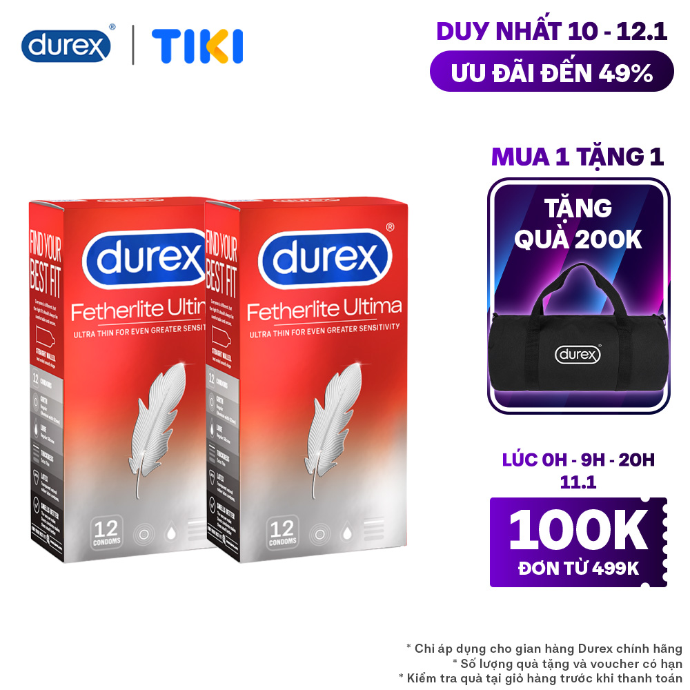 Combo 2 hộp Bao cao su Durex Fetherlite Ultima 12 Bao