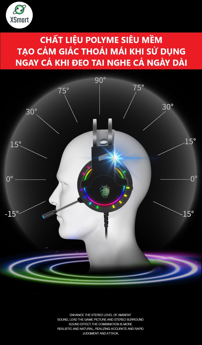 Bộ bàn phím cơ gaming và chuột game XSmart kèm tai nghe headphone chụp tai FULL LED đổi màu nhiều chế độ T907+V5 tia sét + K3 - Hàng Chính Hãng