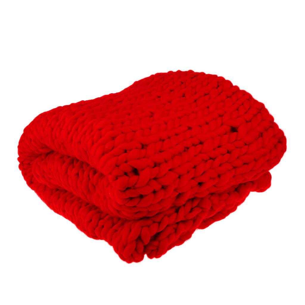 New Handmade Chunky Knitted Blanket Wool Thick Decor 120*150