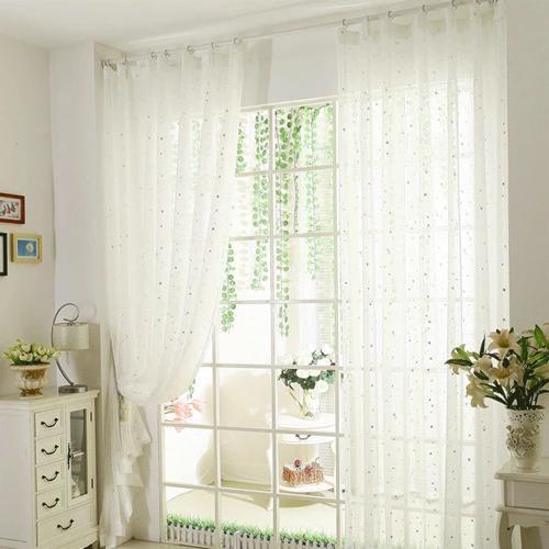 Rèm voan trắng họa tiết ngôi sao ( 1.5m x 2.7m ; 2m x 2.7m ; 3m x 2.7m )