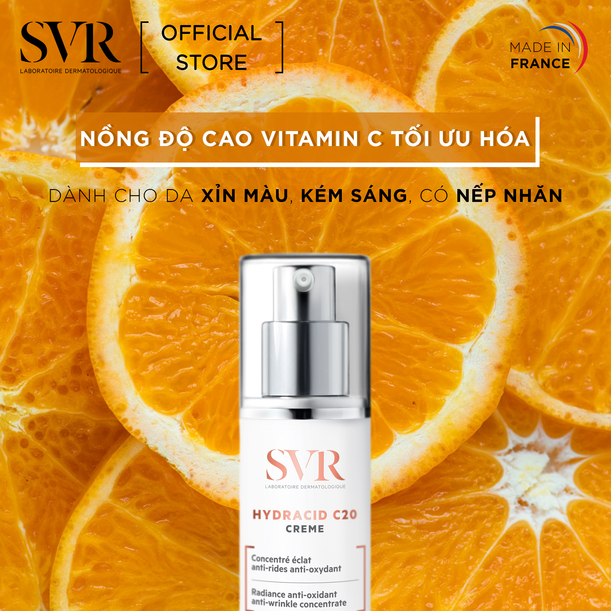 Kem dưỡng trắng da chống lão hóa SVR Hydracid C20 Crème 30ml