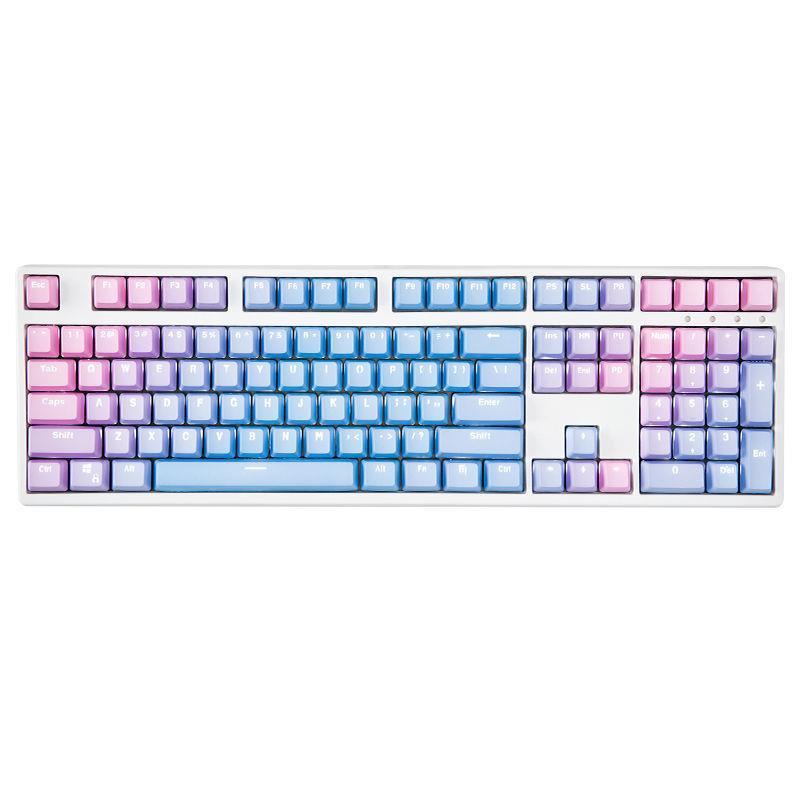 Bàn Phím Cơ Chơi Game 87 104 108PBT Màu Cầu Vồng Mờ Xanh Dương