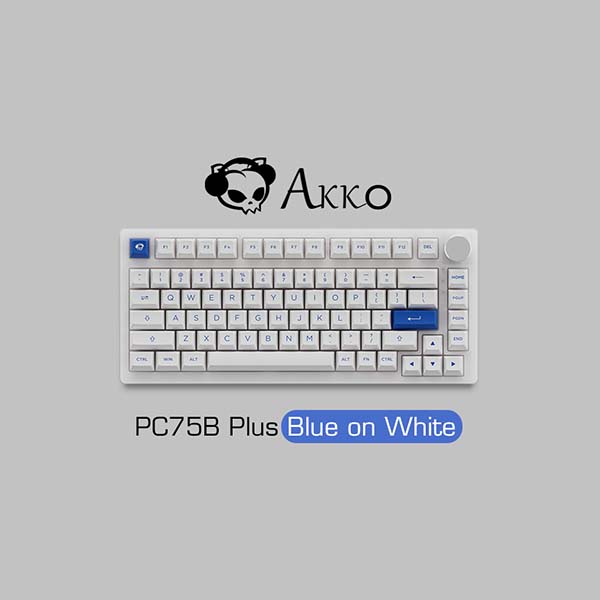 Bàn Phím Cơ Máy Tính Không Dây - AKKO PC75B Plus Blue On White| Bluetooth5.0| Wireless2.4Ghz| LED RGB| Hotswap| Foam Tiêu Âm| AKKO CS Jelly Switch| Chuyên Game| Hàng Chính Hãng