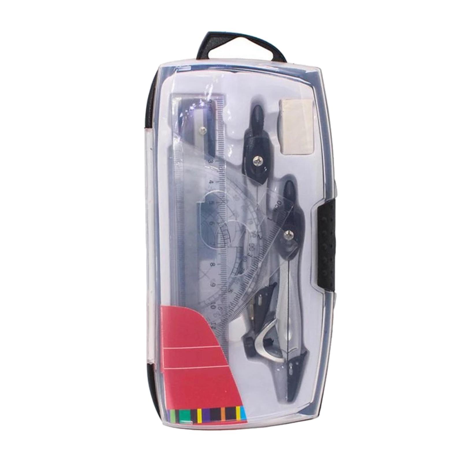 Math Geometry Kit Protractor Compass with Storage Case for School Teachers