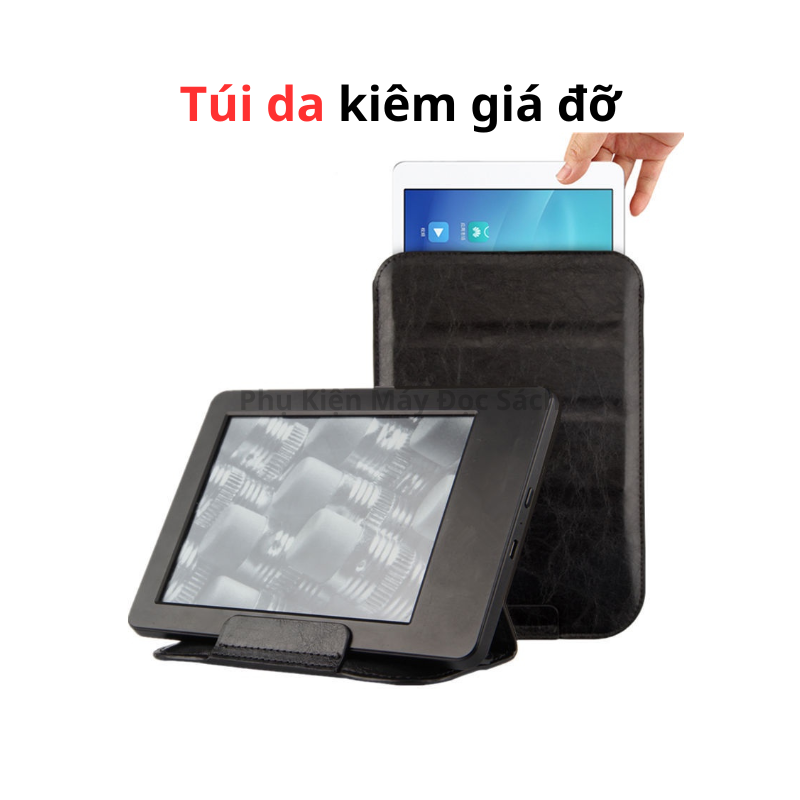 Túi Da Kiêm Giá Đỡ Máy Đọc Sách 6.8inch, 6inch Cho Kindle, Kobo, Boox, Meebook, Điện Thoại
