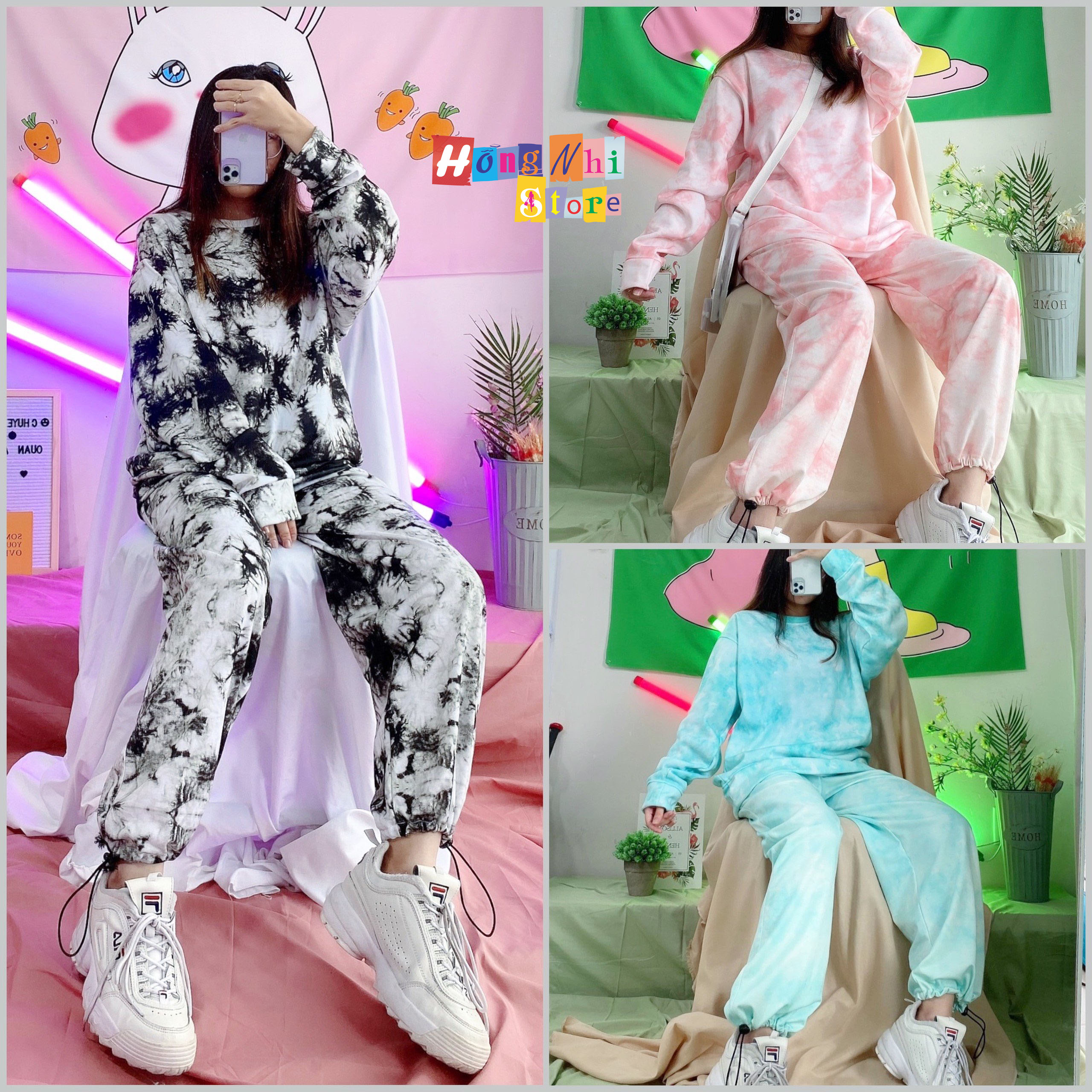 Quần Jogger Thun Loang Màu Dài Dây Rút Dáng Rộng - Quần Thun 3D Rút Dây Unisex - MM